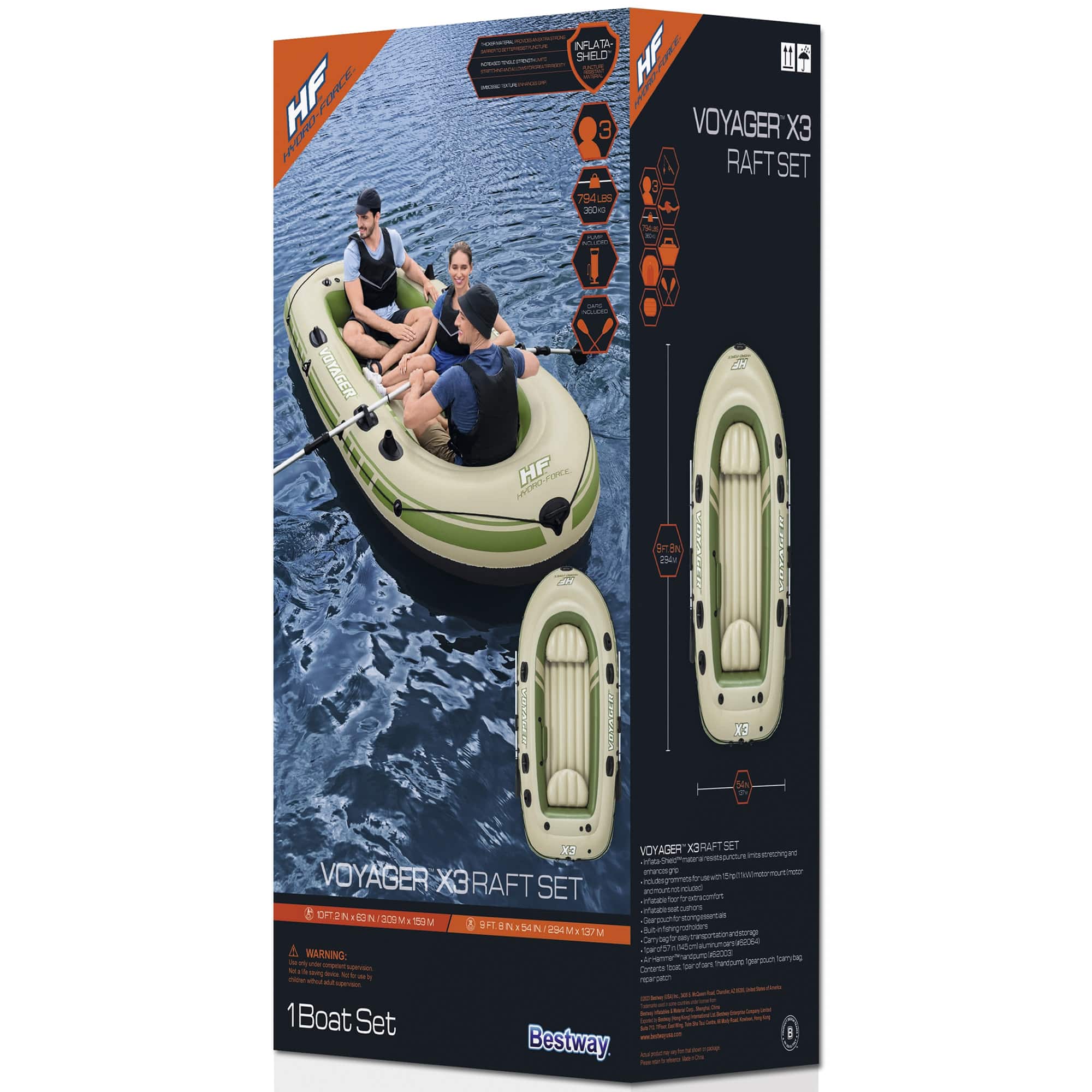 Bestway 9.5ft. Hydro-Force Voyager X3 Inflatable Raft Set